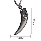 Fortune Jewel Natural Black Obsidian Ice Obsidian Rainbow Obsidian Wolf Tooth Pattern Strength Necklace Pendant
