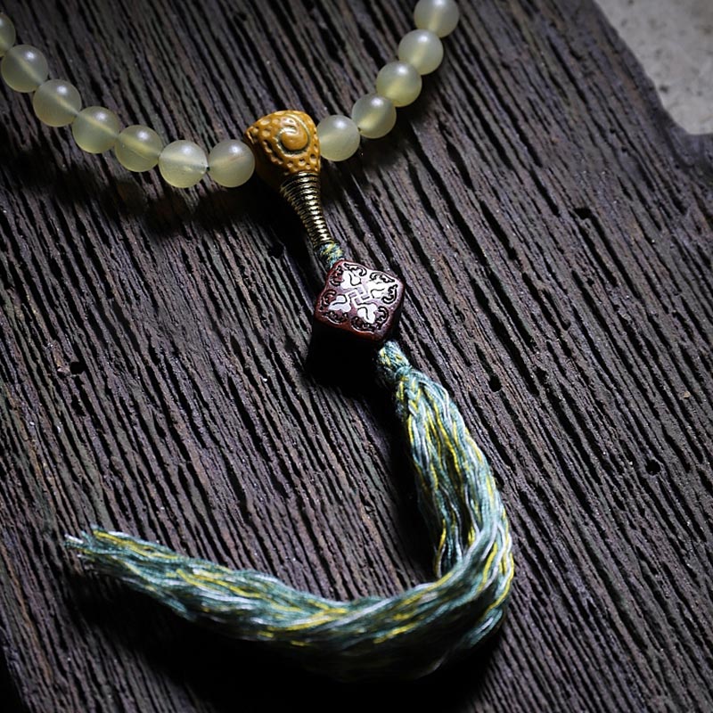 Fortune Jewel 108 Mala Beads Tibet Sheep Horn Amber Luck Bracelet