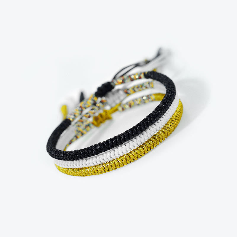 Fortune Jewel 3Pcs Tibetan Handmade Multicolor King Kong Knot Amulet Bracelet
