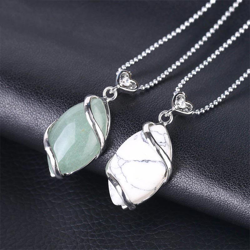 Fortune Jewel Marquise Pattern Natural Crystal Stone Charm Necklace Pendant