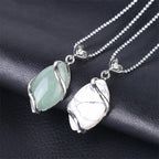 Fortune Jewel Marquise Pattern Natural Crystal Stone Charm Necklace Pendant