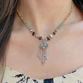 Fortune Jewel Tibetan Crystal Stone Copper Luck Tassel Necklace Pendant