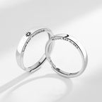 Fortune Jewel 925 Sterling Silver Sun Moon Protection Adjustable Couple Ring