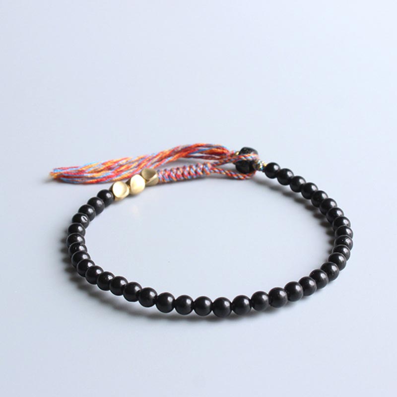 Fortune Jewel Handmade Tibetan Black Onyx Tassel Bracelet