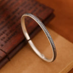 Fortune Jewel Vintage 999 Sterling Silver Auspicious Clouds Design Luck Bracelet Bangle