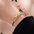 Fortune Jewel Handmade Jade Bead Lily of the Valley Charm Luck Braided Bracelet