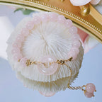 Fortune Jewel Natural Pink Crystal Peace Buckle Love Charm Bracelet