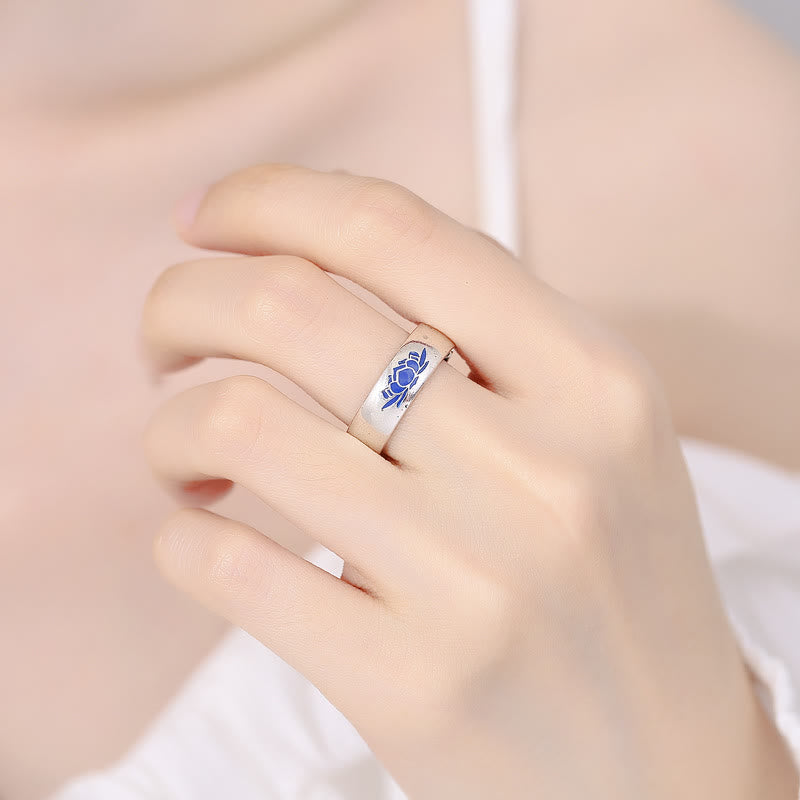 Fortune Jewel Tibetan Blue Lotus Auspicious Clouds Copper Enlightenment Ring Fortune Jewel