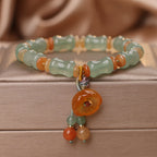 Fortune Jewel Natural Jade Bamboo Flower Pattern Luck Bracelet