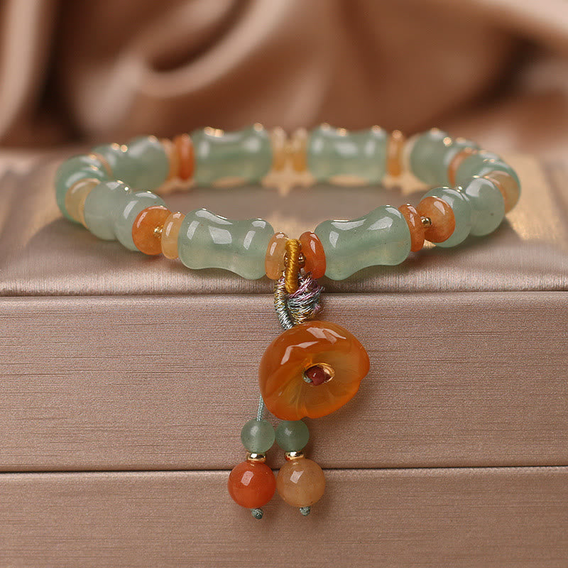 Fortune Jewel Natural Jade Bamboo Flower Pattern Luck Bracelet