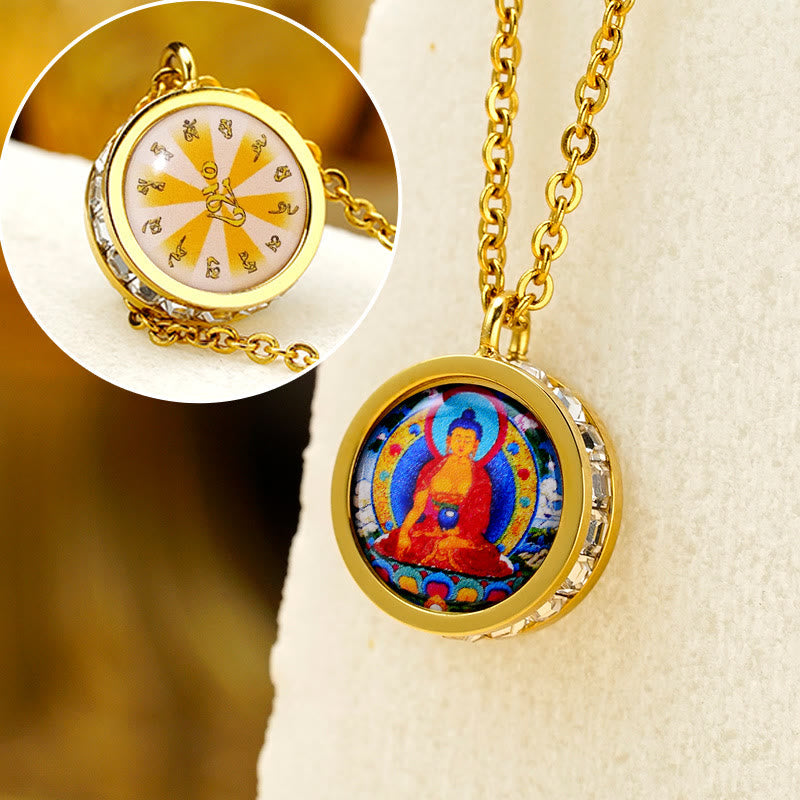 Fortune Jewel Tibetan Yellow God Of Wealth Green Tara Buddha Serenity Titanium Steel Necklace Pendant Fortune Jewel