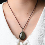 Fortune Jewel Gold Sheen Obsidian Black Obsidian Rainbow Obsidian Wealth Water Drop Necklace Pendant