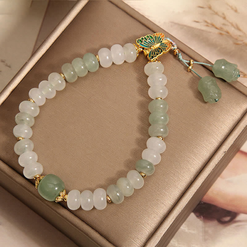 Fortune Jewel Natural Tianshan Jade Abacus Beads Butterfly Prosperity Bracelet