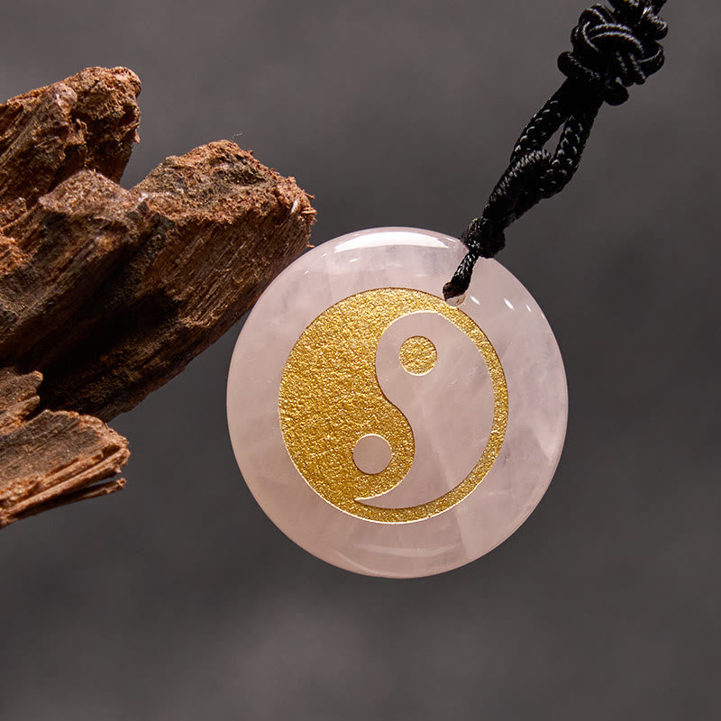 Fortune Jewel Various Crystal Amethyst Tiger Eye Green Aventurine Yin Yang Spiritual Necklace Pendant