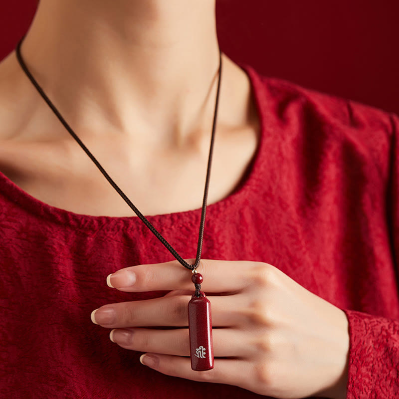 Fortune Jewel Chinese Zodiac Natal Buddha Cinnabar Amulet Protection String Necklace Pendant