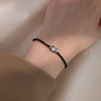 Fortune Jewel 14K Gold Plated Black Spinel White Crystal Cute Cat Tridacna Stone Healing Bracelet