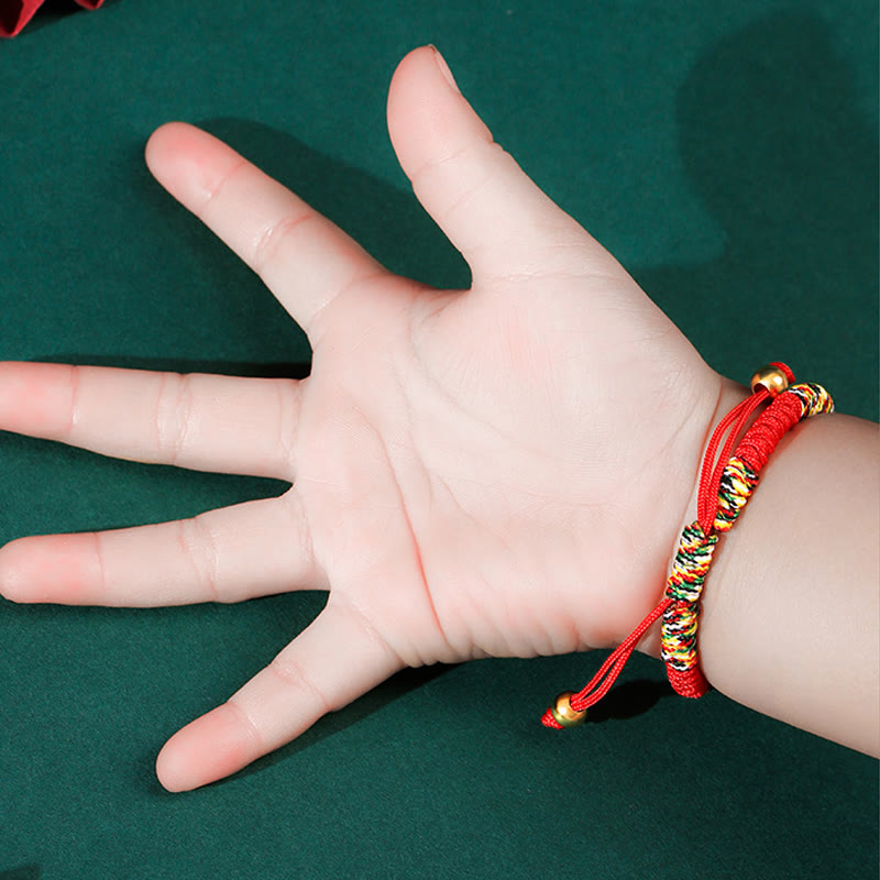 Fortune Jewel 999 Sterling Silver PiXiu Wealth King Kong Knot String Braided Kids Child Bracelet