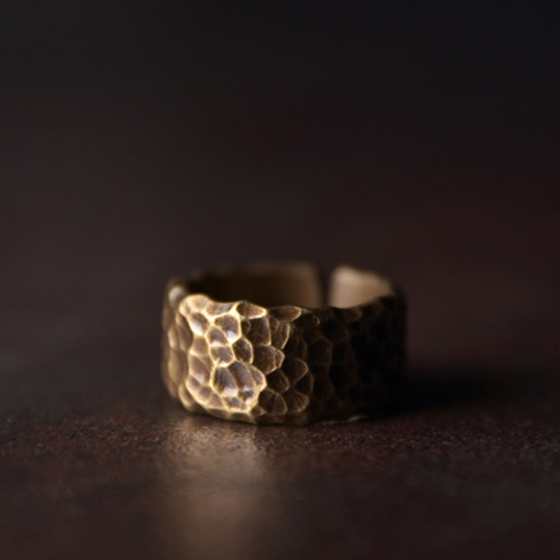 Fortune Jewel Tibetan Bump Texture Design Copper Brass Luck Ring