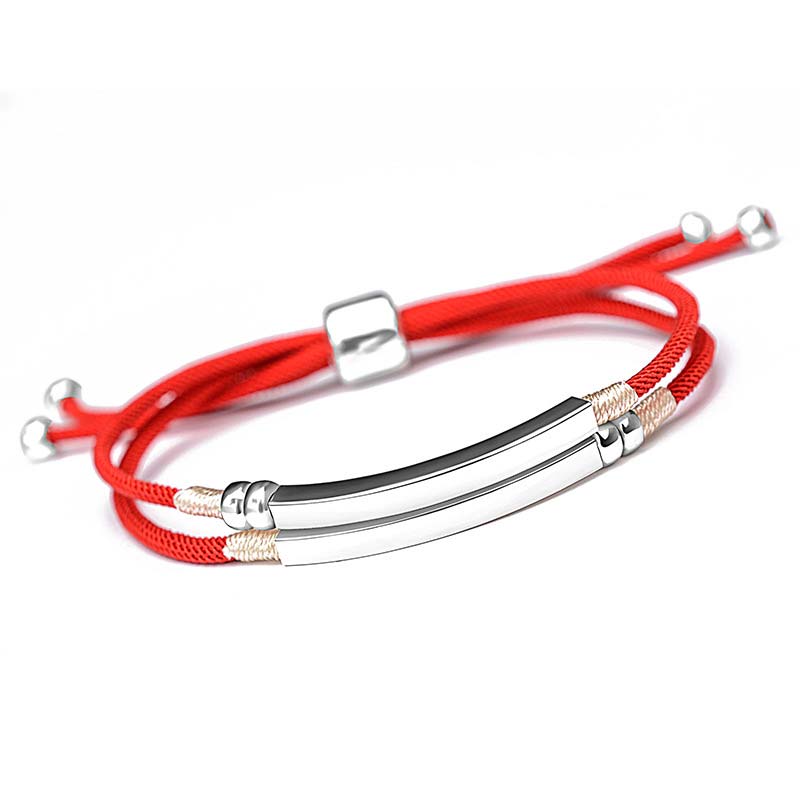 Fortune Jewel 925 Sterling Silver Red String Layered Braid Bracelet - Fortune Jewel