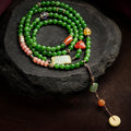 Fortune Jewel 108 Mala Beads Cyan Jade Red Agate Laughing Buddha Luck Bracelet Fortune Jewel