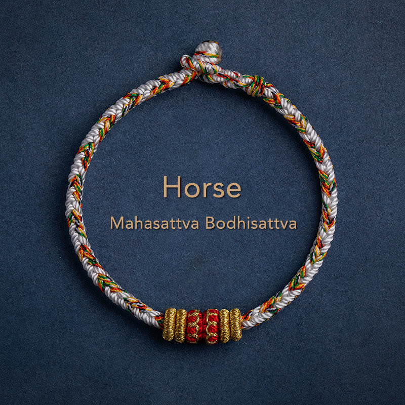 Fortune Jewel Tibet Handmade Chinese Zodiac Natal Buddha Luck Strength Braided String Bracelet