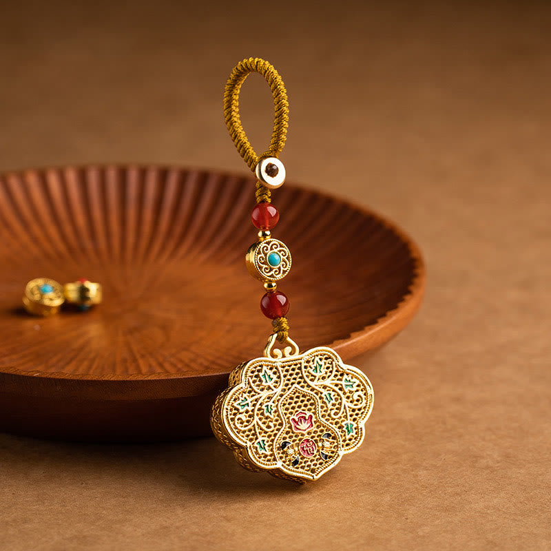 Fortune Jewel Lock of Good Wishes Fu Character Luck Blessing Key Chain