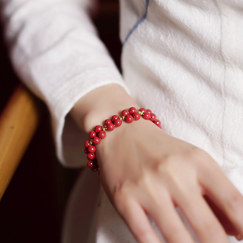 Fortune Jewel Natural Cinnabar Beaded Blessing Bracelet
