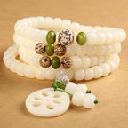 Fortune Jewel White Bodhi Seed Mala 108 Beads Luck Bracelet