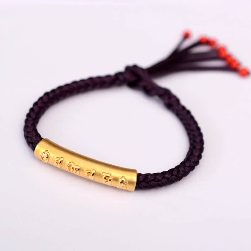 Fortune Jewel 999 Sterling Silver Om Mani Padme Hum Protection Strength String Bracelet