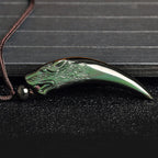 Fortune Jewel Natural Black Obsidian Ice Obsidian Rainbow Obsidian Wolf Tooth Pattern Strength Necklace Pendant