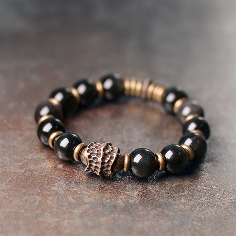 Fortune Jewel Rainbow Obsidian Copper Love Healing Bracelet