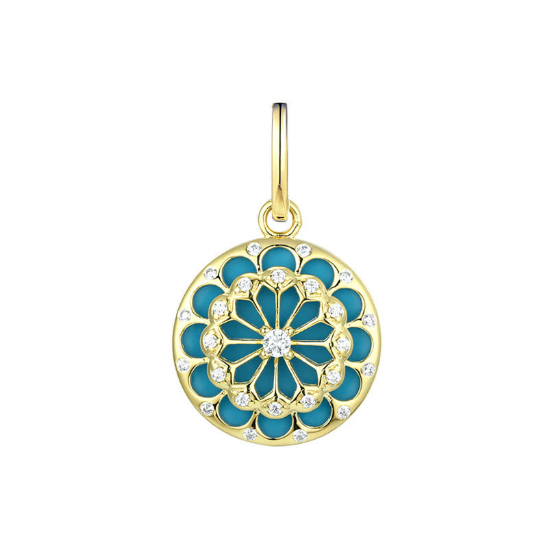 Fortune Jewel 925 Sterling Silver Round Turquoise Zircon Protection Strength Necklace Pendant - Fortune Jewel