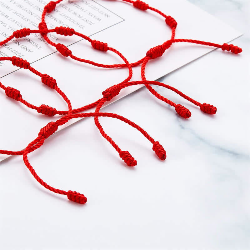 Fortune Jewel 4Pcs Evil Eye Seven Knot Red String Protection Bracelet