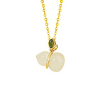 Fortune Jewel 925 Sterling Silver Hetian Jade Gourd Abundance Necklace Pendant