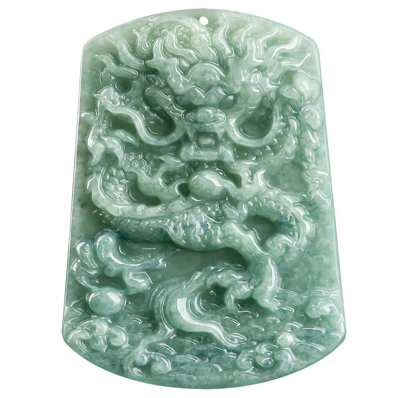 Buddha Stones Natural Jade Chinese Zodiac Dragon Sea Luck String Necklace Pendant Fortune Jewel