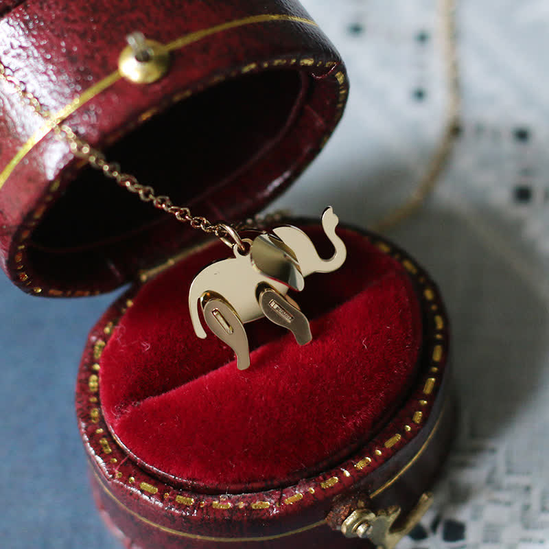 Fortune Jewel Elephant Titanium Steel Luck Necklace Chain Pendant