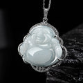 Fortune Jewel Laughing Buddha Natural Jade Abundance Titanium Steel Chain Necklace Pendant Fortune Jewel