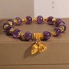 Fortune Jewel Natural Amethyst Lotus Healing Spiritual Bracelet