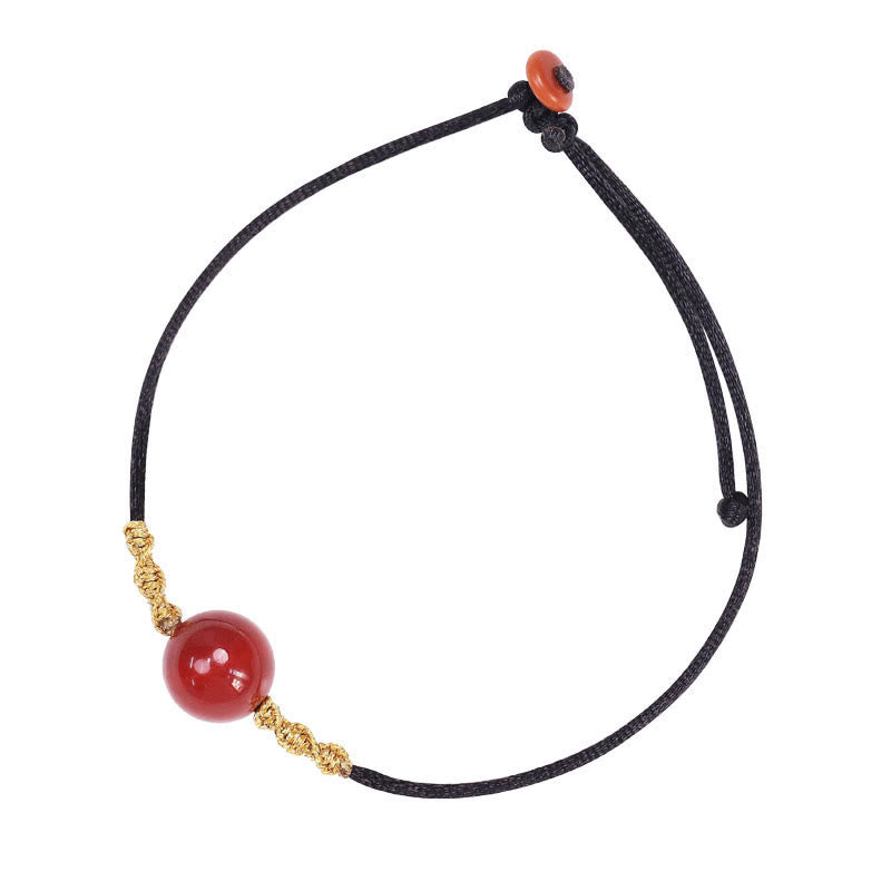 Fortune Jewel Natural Red Agate Chalcedony Self-acceptance Confidence String Bead Bracelet Necklace Pendant