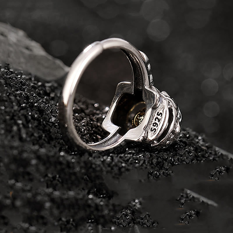 Fortune Jewel 925 Sterling Silver PiXiu Copper Coin Wealth Adjustable Ring