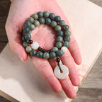 Fortune Jewel Cyan Bodhi Seed Lotus Jade Peace Buckle Wisdom Double Wrap Bracelet