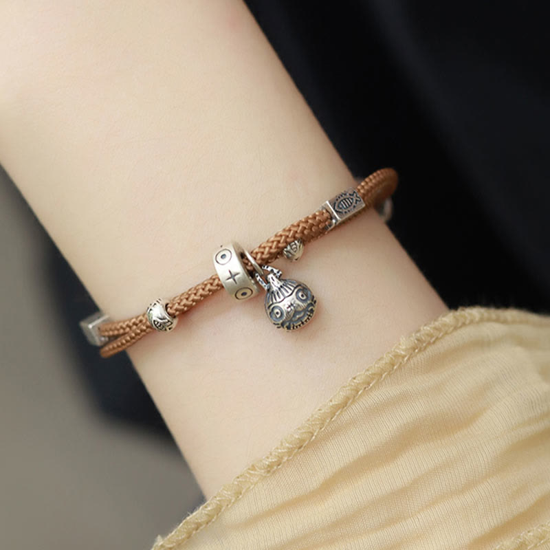 Fortune Jewel 925 Sterling Silver Gold Swallowing Beast Koi Fish Wealth Handcrafted Braided Bracelet