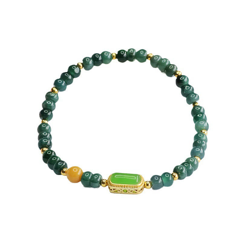 Fortune Jewel Natural Green Jade Topaz Luck Bracelet
