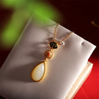 Fortune Jewel 925 Sterling Silver Hetian White Jade Water Drop Chain Necklace Pendant Bracelet
