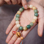 Fortune Jewel Natural Gradient Bodhi Seed Wisdom Wooden Fish Drum Charm Bracelet