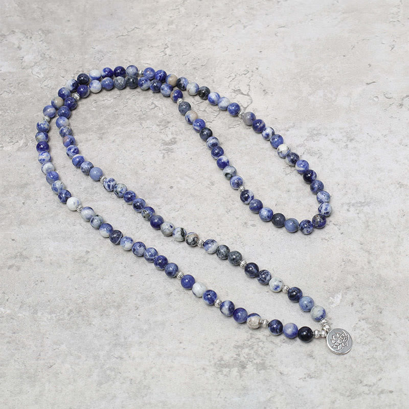 Fortune Jewel Natural Blue Aventurine Lotus Peace Necklace Bracelet