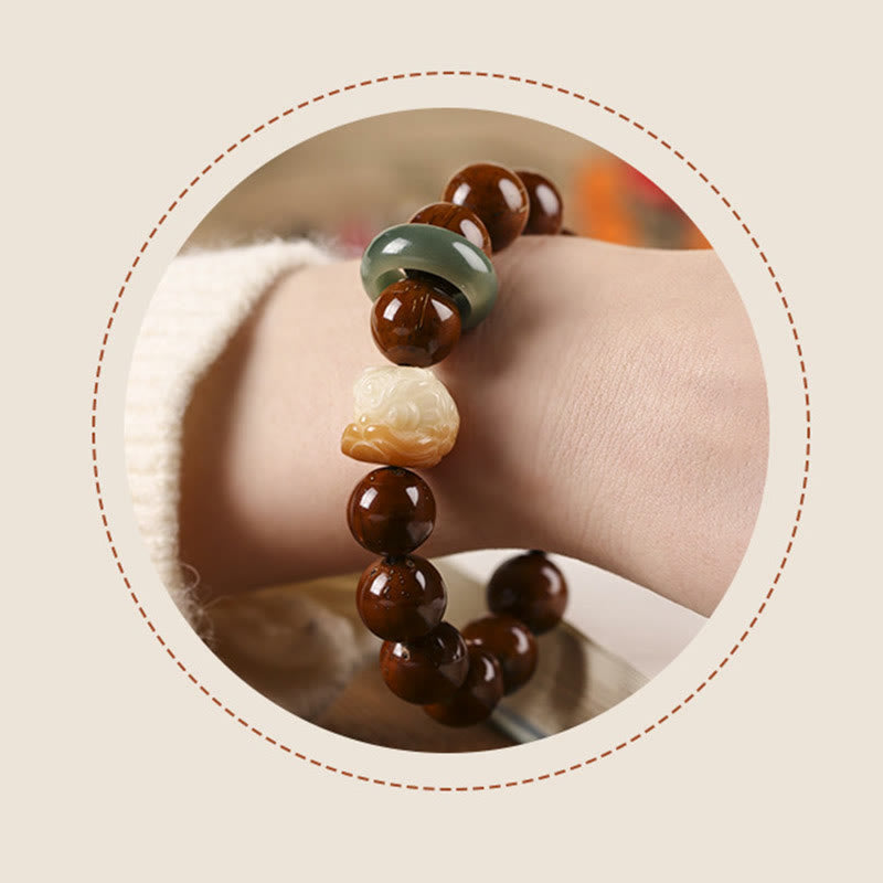 Fortune Jewel Purple Bodhi Seed Dancing Lion Wisdom Bracelet