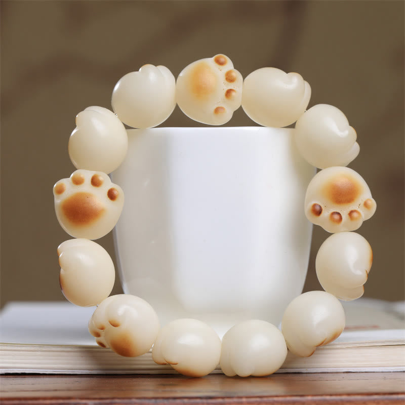 Fortune Jewel Cute Cat Paw Claw Bodhi Seed Peace Bracelet