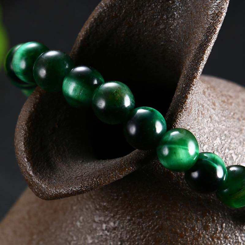 Fortune Jewel Natural Green Tiger Eye Strength Bracelet