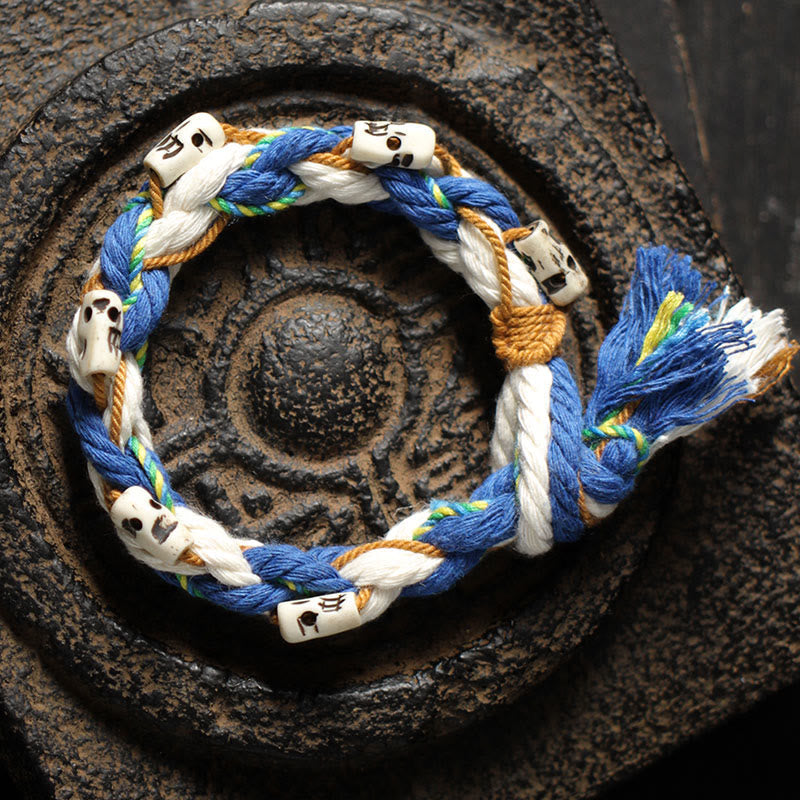 Fortune Jewel Tibetan Zakiram Goddess of Wealth Bead Engraved Handmade Luck Bracelet